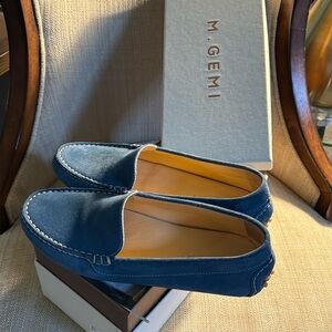 M. Gemi Felize Saddle Suede Loafer Driving Shoes, Cobalt Blue, EU 37.5 (US 7)